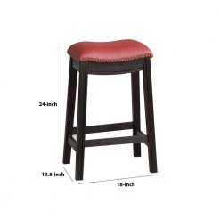 24 in. Gray and Red Wooden Counter Stool with Upholstered Cushion Seat by Benjara -Cheap Benjara Store black and red benjara bar stools bm233107 44 1000