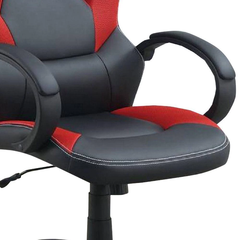 Black and Red Office Chair with Curved Cut Out Padded Back by Benjara 2 Black and Red Office Chair with Curved Cut Out Padded Back by Benjara - Image 2