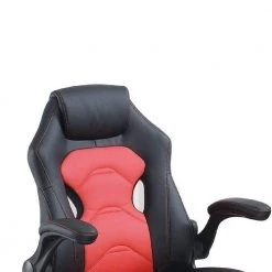Black and Red Office Chair with Padded Seat and Curved Track Arms by Benjara -Cheap Benjara Store black and red benjara task chairs bm266487 c3 1000