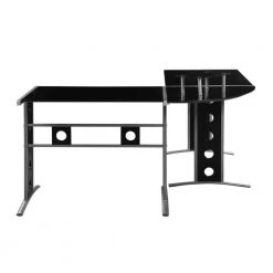 Captivating 59 in. L Shape Black Metal without Drawer Computer Desk with Silver Frame by Benjara -Cheap Benjara Store black and silver benjara computer desks bm156229 1f 1000