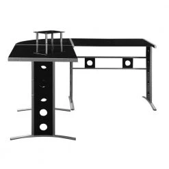 Captivating 59 in. L Shape Black Metal without Drawer Computer Desk with Silver Frame by Benjara -Cheap Benjara Store black and silver benjara computer desks bm156229 c3 1000