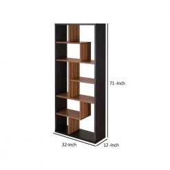 71 in. H Natural Brown and Black Wooden Rectangular Cube Bookcase by Benjara -Cheap Benjara Store black and walnut brown benjara bookcases bookshelves bm163556 1f 1000