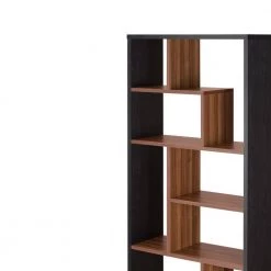 71 in. H Natural Brown and Black Wooden Rectangular Cube Bookcase by Benjara -Cheap Benjara Store black and walnut brown benjara bookcases bookshelves bm163556 4f 1000
