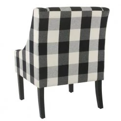 Black and White Fabric Upholstered Wooden Accent Chair with Buffalo Plaid Pattern by Benjara -Cheap Benjara Store black and white benjara accent chairs bm194045 40 1000