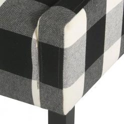Black and White Fabric Upholstered Wooden Accent Chair with Buffalo Plaid Pattern by Benjara -Cheap Benjara Store black and white benjara accent chairs bm194045 44 1000
