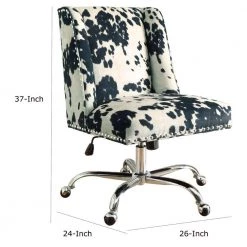 37 in. H Black and White Height Adjustable Swivel Office Chair with Metal Base by Benjara -Cheap Benjara Store black and white benjara task chairs bm143954 44 1000