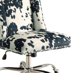 37 in. H Black and White Height Adjustable Swivel Office Chair with Metal Base by Benjara -Cheap Benjara Store black and white benjara task chairs bm143954 4f 1000