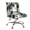 37 in. H Black and White Height Adjustable Swivel Office Chair with Metal Base by Benjara