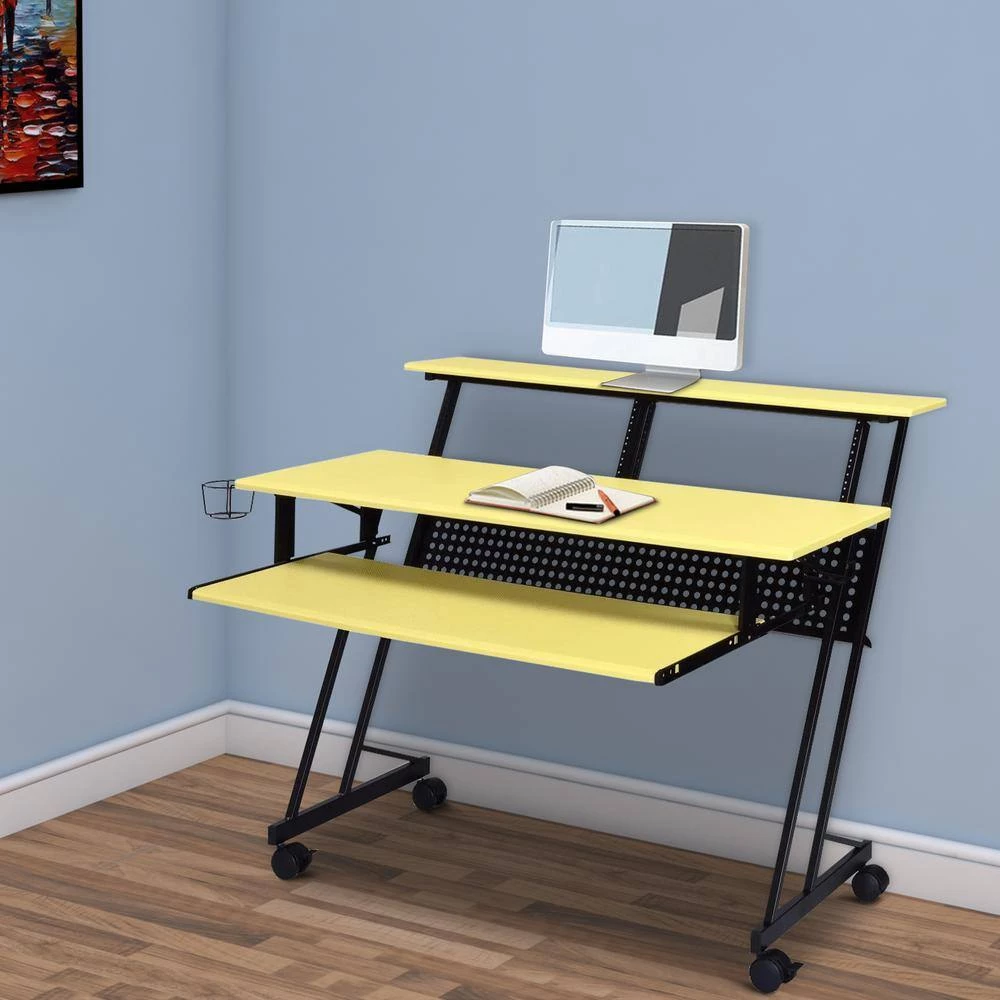27 in. W Black and Yellow Rectangular Top Computer Desk with 1-Shelf and 1-Cupholder by Benjara 7 27 in. W Black and Yellow Rectangular Top Computer Desk with 1-Shelf and 1-Cupholder by Benjara - Image 7