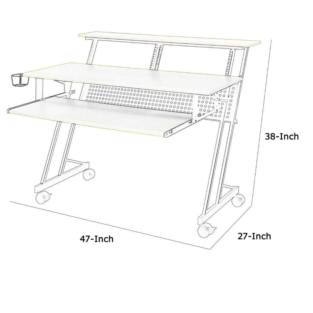27 in. W Black and Yellow Rectangular Top Computer Desk with 1-Shelf and 1-Cupholder by Benjara 6 27 in. W Black and Yellow Rectangular Top Computer Desk with 1-Shelf and 1-Cupholder by Benjara - Image 6