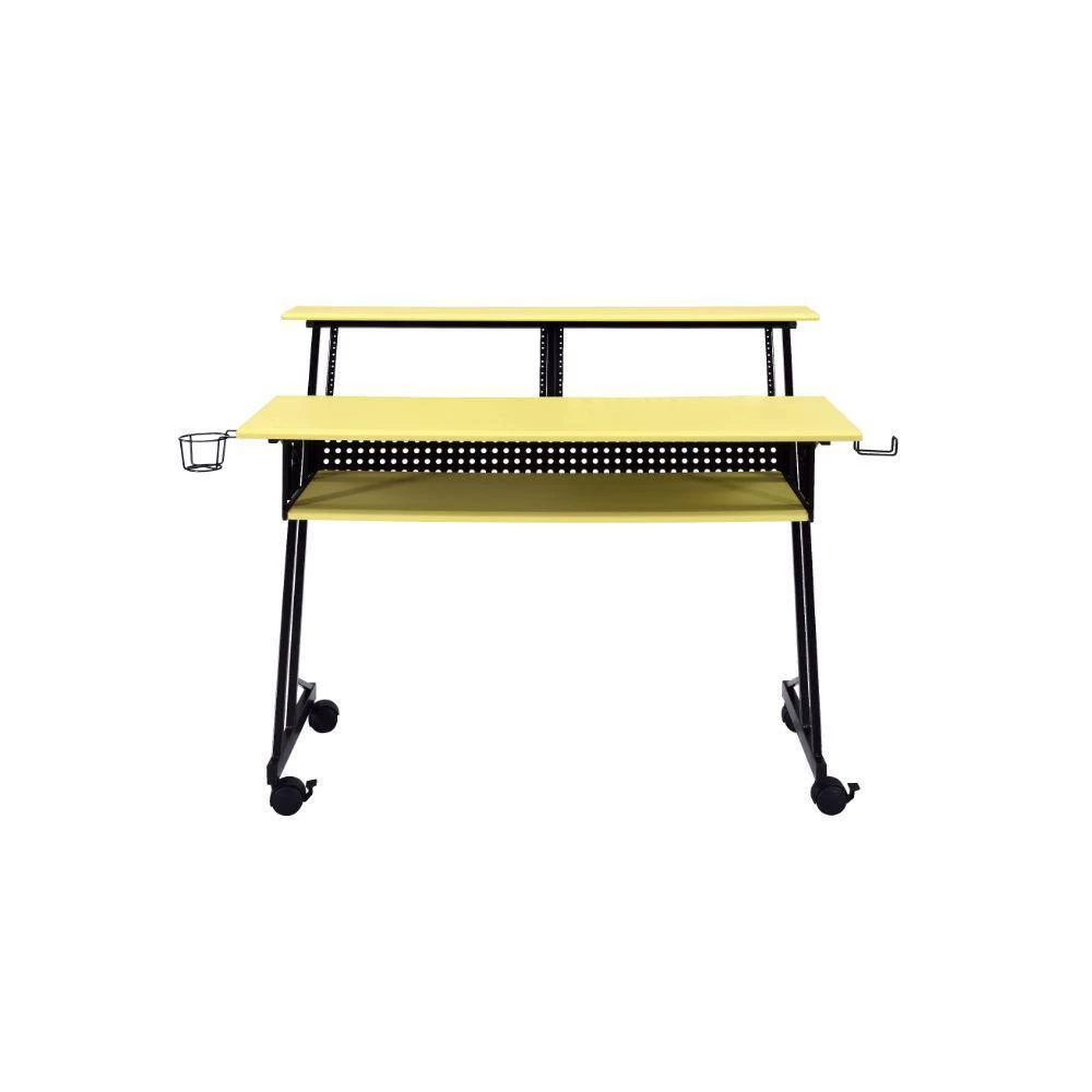 27 in. W Black and Yellow Rectangular Top Computer Desk with 1-Shelf and 1-Cupholder by Benjara 5 27 in. W Black and Yellow Rectangular Top Computer Desk with 1-Shelf and 1-Cupholder by Benjara - Image 5