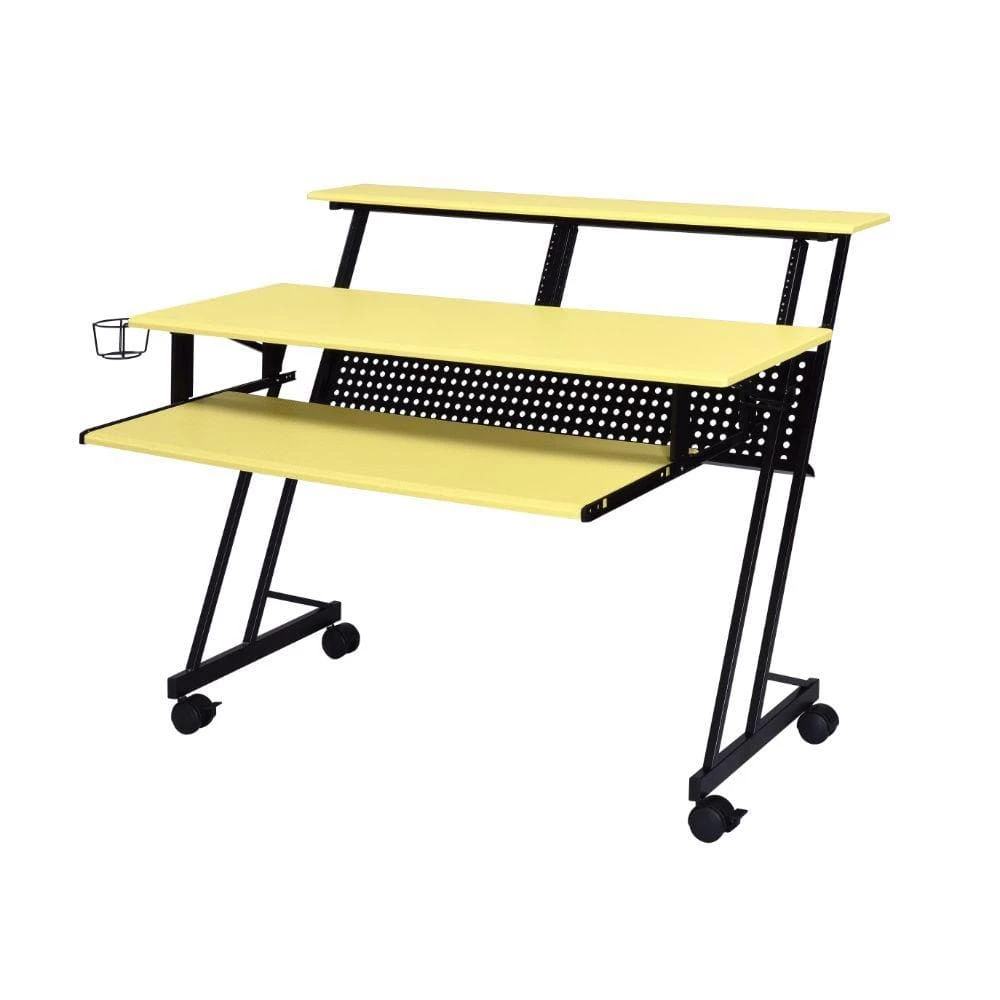27 in. W Black and Yellow Rectangular Top Computer Desk with 1-Shelf and 1-Cupholder by Benjara 1 27 in. W Black and Yellow Rectangular Top Computer Desk with 1-Shelf and 1-Cupholder by Benjara