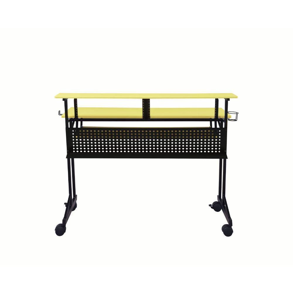 27 in. W Black and Yellow Rectangular Top Computer Desk with 1-Shelf and 1-Cupholder by Benjara 4 27 in. W Black and Yellow Rectangular Top Computer Desk with 1-Shelf and 1-Cupholder by Benjara - Image 4