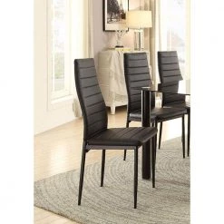 Black Bi Cast Vinyl Side Chairs with Curvy Backs (Set of 2) by Benjara -Cheap Benjara Store black benjara accent chairs bm179849 31 1000