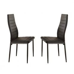 Black Bi Cast Vinyl Side Chairs with Curvy Backs (Set of 2) by Benjara