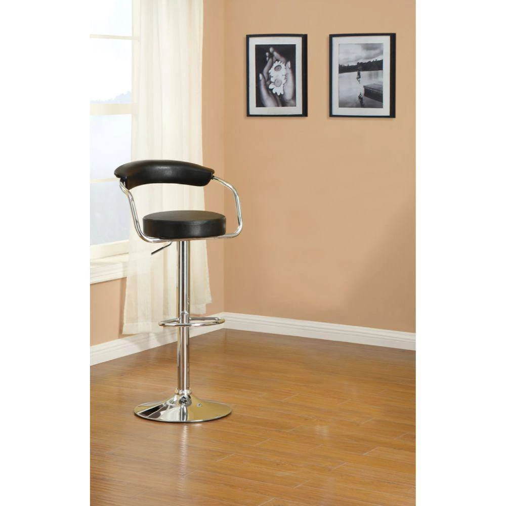34 in. Black and Silver Round Seat Bar Stool With Gas Lift (Set of 2) by Benjara 4 34 in. Black and Silver Round Seat Bar Stool With Gas Lift (Set of 2) by Benjara - Image 4