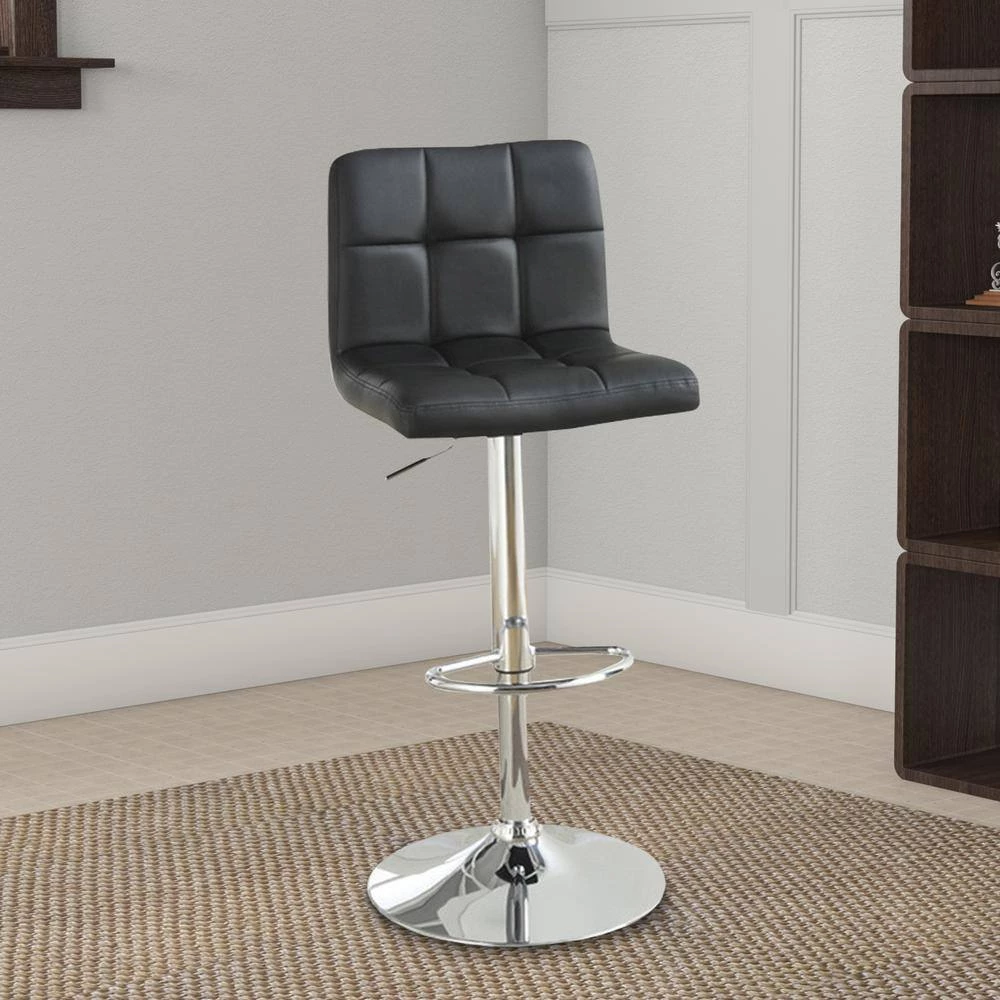 44 in. Black And Silver Armless Chair Style Bar Stool With Gas Lift (Set of 2) by Benjara 7 44 in. Black And Silver Armless Chair Style Bar Stool With Gas Lift (Set of 2) by Benjara - Image 7