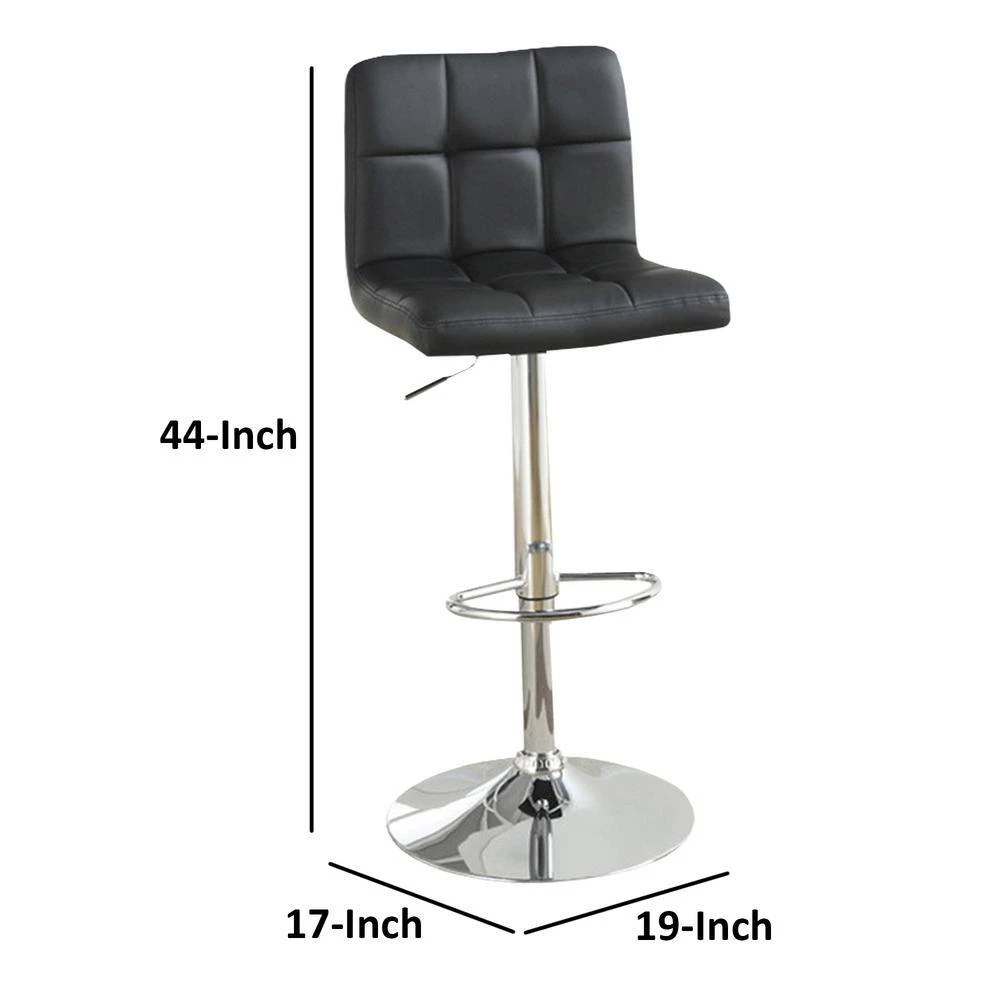 44 in. Black And Silver Armless Chair Style Bar Stool With Gas Lift (Set of 2) by Benjara 6 44 in. Black And Silver Armless Chair Style Bar Stool With Gas Lift (Set of 2) by Benjara - Image 6