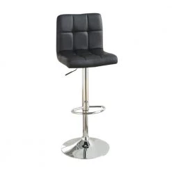 44 in. Black And Silver Armless Chair Style Bar Stool With Gas Lift (Set of 2) by Benjara