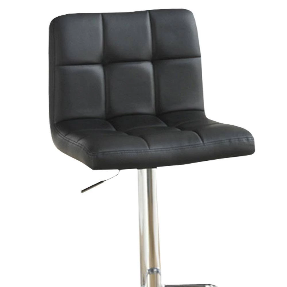 44 in. Black And Silver Armless Chair Style Bar Stool With Gas Lift (Set of 2) by Benjara 3 44 in. Black And Silver Armless Chair Style Bar Stool With Gas Lift (Set of 2) by Benjara - Image 3