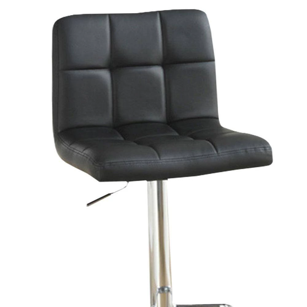 44 in. Black And Silver Armless Chair Style Bar Stool With Gas Lift (Set of 2) by Benjara 2 44 in. Black And Silver Armless Chair Style Bar Stool With Gas Lift (Set of 2) by Benjara - Image 2