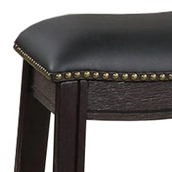 18 in. H Black Curved Leatherette Stool with Nailhead Trim (Set of 2) by Benjara -Cheap Benjara Store black benjara bar stools bm231998 1f 1000