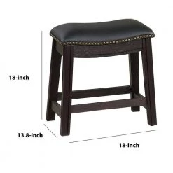 18 in. H Black Curved Leatherette Stool with Nailhead Trim (Set of 2) by Benjara -Cheap Benjara Store black benjara bar stools bm231998 44 1000