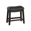 18 in. H Black Curved Leatherette Stool with Nailhead Trim (Set of 2) by Benjara