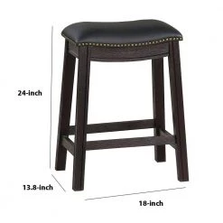 24 in. H Black Curved Leatherette Counter Stool with Nailhead Trim (Set of 2) by Benjara 10 24 in. H Black Curved Leatherette Counter Stool with Nailhead Trim (Set of 2) by Benjara -Cheap Benjara Store black benjara bar stools bm231999 1f 1000