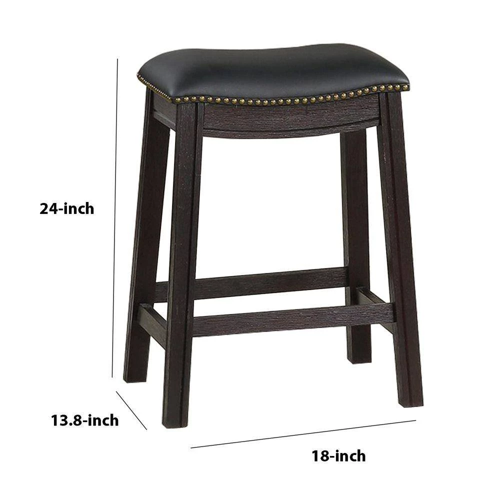 24 in. H Black Curved Leatherette Counter Stool with Nailhead Trim (Set of 2) by Benjara 5 24 in. H Black Curved Leatherette Counter Stool with Nailhead Trim (Set of 2) by Benjara - Image 5