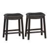 24 in. H Black Curved Leatherette Counter Stool with Nailhead Trim (Set of 2) by Benjara