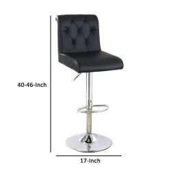 40 in. Black Low Back Metal Adjustable Bar Stool with Rolled Button Tufted Back (Set of 2) by Benjara 10 40 in. Black Low Back Metal Adjustable Bar Stool with Rolled Button Tufted Back (Set of 2) by Benjara -Cheap Benjara Store black benjara bar stools bm266470 44 1000