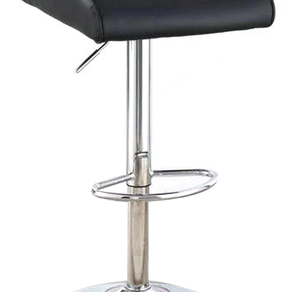 40 in. Black Low Back Metal Adjustable Bar Stool with Rolled Button Tufted Back (Set of 2) by Benjara 3 40 in. Black Low Back Metal Adjustable Bar Stool with Rolled Button Tufted Back (Set of 2) by Benjara - Image 3