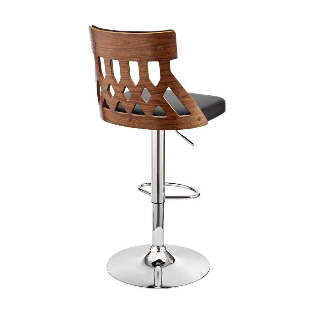 45 in. Brown and Black Metal Framed Swivel Barstool with Cut Out Back and Pedestal Base by Benjara 5 45 in. Brown and Black Metal Framed Swivel Barstool with Cut Out Back and Pedestal Base by Benjara - Image 5