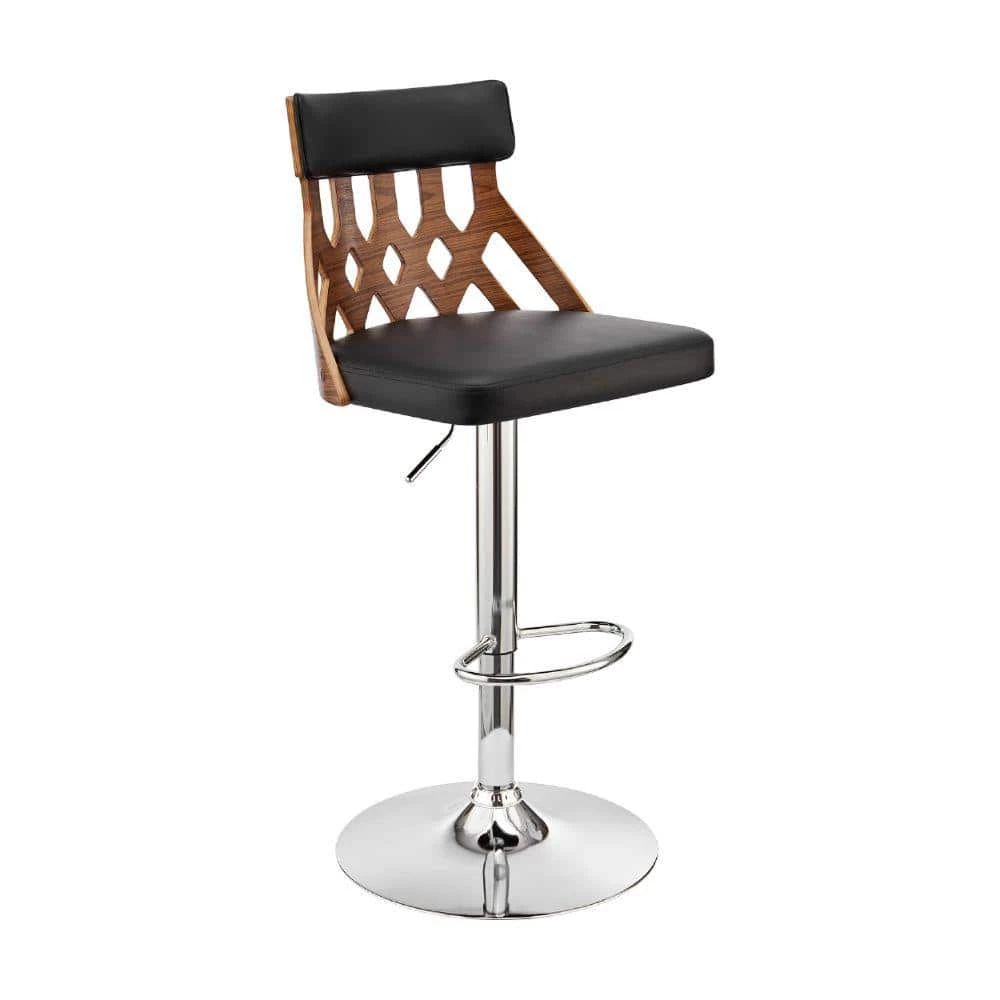 45 in. Brown and Black Metal Framed Swivel Barstool with Cut Out Back and Pedestal Base by Benjara 1 45 in. Brown and Black Metal Framed Swivel Barstool with Cut Out Back and Pedestal Base by Benjara
