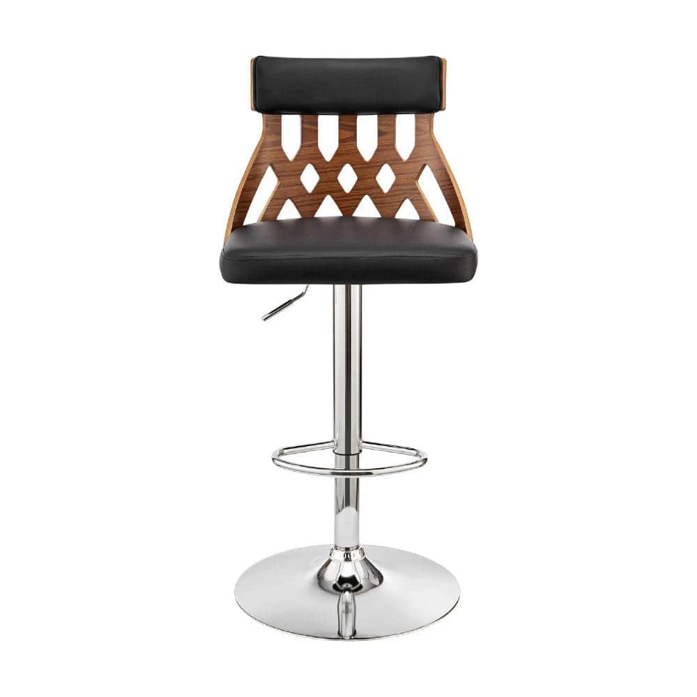 45 in. Brown and Black Metal Framed Swivel Barstool with Cut Out Back and Pedestal Base by Benjara 3 45 in. Brown and Black Metal Framed Swivel Barstool with Cut Out Back and Pedestal Base by Benjara - Image 3