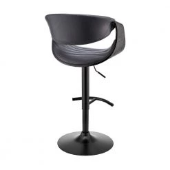 45 in. Black Metal Framed Adjustable Barstool with Faux Leather and Bucket Seat by Benjara -Cheap Benjara Store black benjara bar stools bm270012 1f 1000