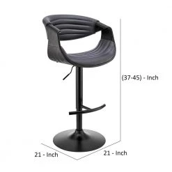 45 in. Black Metal Framed Adjustable Barstool with Faux Leather and Bucket Seat by Benjara -Cheap Benjara Store black benjara bar stools bm270012 44 1000