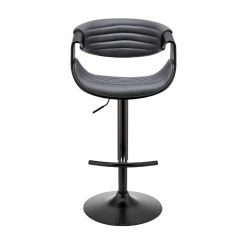 45 in. Black Metal Framed Adjustable Barstool with Faux Leather and Bucket Seat by Benjara -Cheap Benjara Store black benjara bar stools bm270012 c3 1000