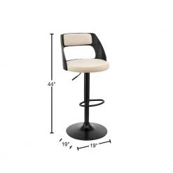 44 in. Black and Cream Metal Framed Adjustable Barstool with Open Design Wooden Back by Benjara -Cheap Benjara Store black benjara bar stools bm270025 40 1000