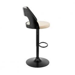 44 in. Black and Cream Metal Framed Adjustable Barstool with Open Design Wooden Back by Benjara -Cheap Benjara Store black benjara bar stools bm270025 4f 1000