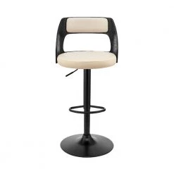 44 in. Black and Cream Metal Framed Adjustable Barstool with Open Design Wooden Back by Benjara -Cheap Benjara Store black benjara bar stools bm270025 c3 1000