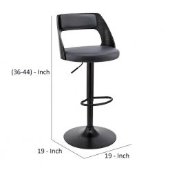 44 in. Black Metal Framed Adjustable Barstool with Open Design Wooden Back by Benjara 14 44 in. Black Metal Framed Adjustable Barstool with Open Design Wooden Back by Benjara -Cheap Benjara Store black benjara bar stools bm270026 44 1000