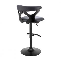 43 in. Black Metal Framed Adjustable Barstool with Curved Cut Out Wooden Back by Benjara -Cheap Benjara Store black benjara bar stools bm270034 1f 1000