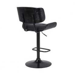 46 in. Black Low Back Metal Bar Stool with Leatherette Button Tufted Back and Seat by Benjara -Cheap Benjara Store black benjara bar stools bm270409 1f 1000