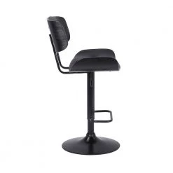 46 in. Black Low Back Metal Bar Stool with Leatherette Button Tufted Back and Seat by Benjara -Cheap Benjara Store black benjara bar stools bm270409 4f 1000