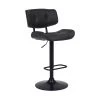 46 in. Black Low Back Metal Bar Stool with Leatherette Button Tufted Back and Seat by Benjara