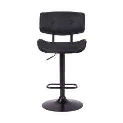46 in. Black Low Back Metal Bar Stool with Leatherette Button Tufted Back and Seat by Benjara -Cheap Benjara Store black benjara bar stools bm270409 c3 1000