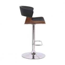 43 in. Black Low Back Wooden Bar Stool with Curved Leatherette Back and Swivel Mechanism by Benjara -Cheap Benjara Store black benjara bar stools bm270414 4f 1000