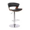 43 in. Black Low Back Wooden Bar Stool with Curved Leatherette Back and Swivel Mechanism by Benjara